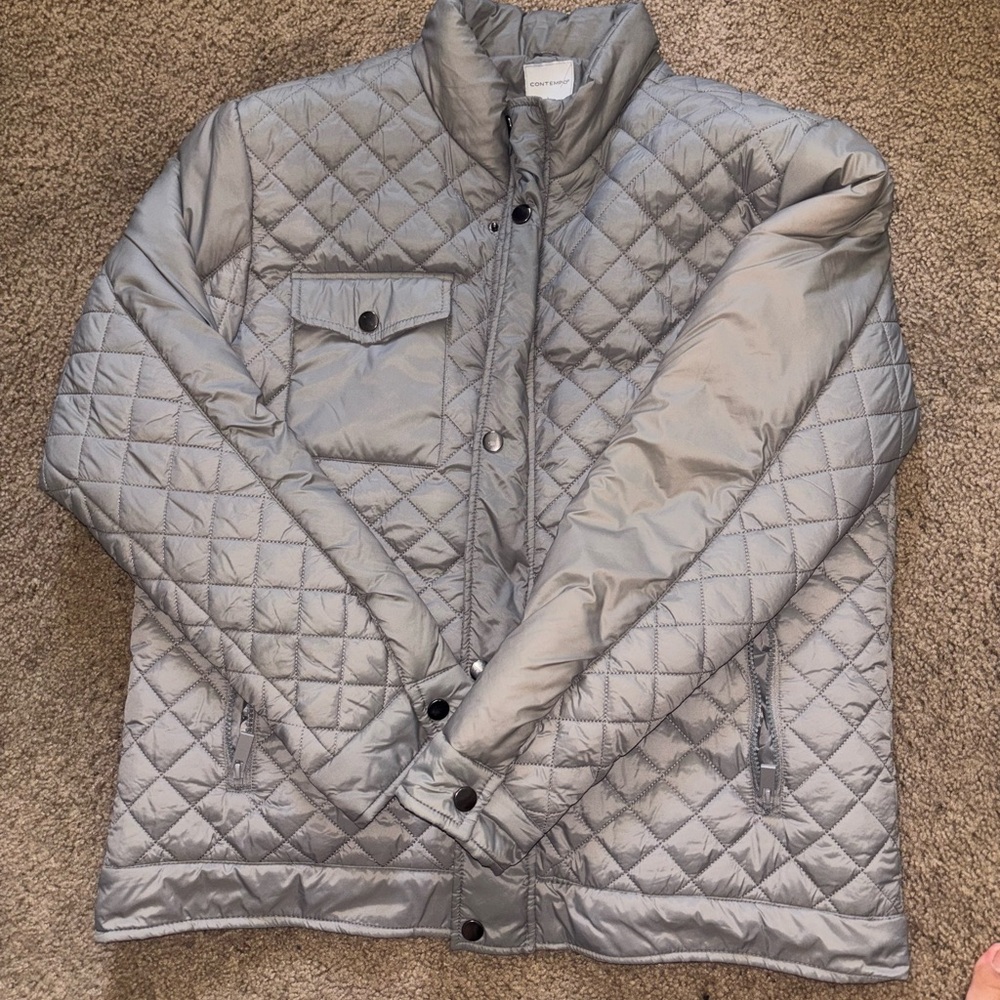 Contempo. Quilted Gray Jacket. Size XL